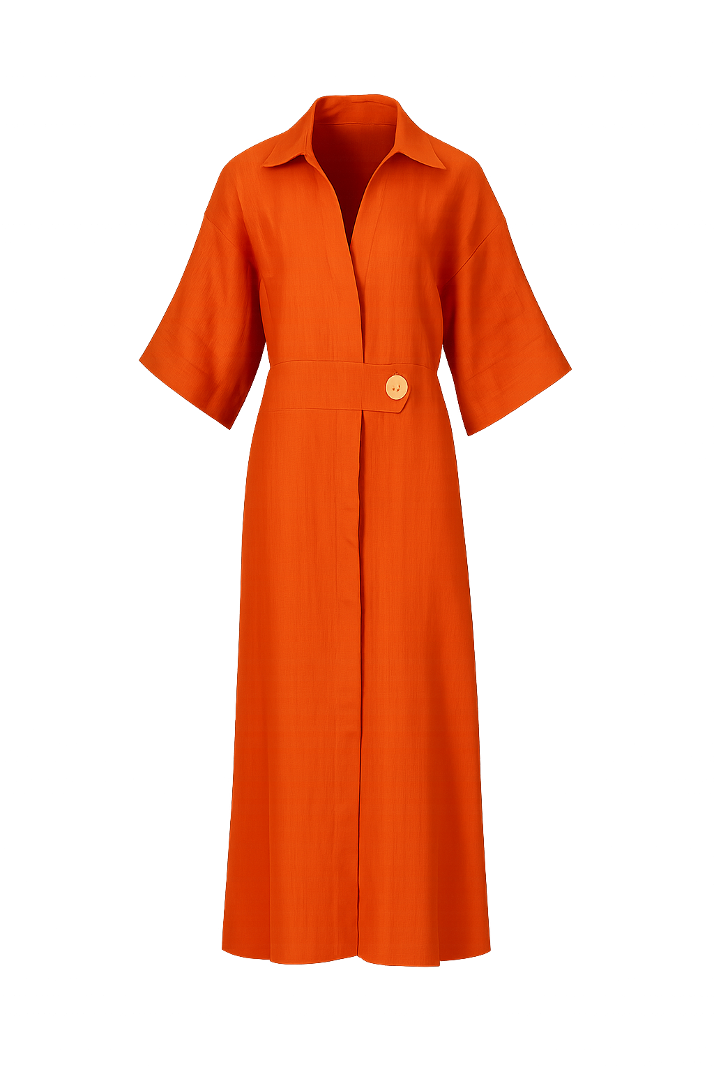 Vestido Siena – Chemise Midi em Linho com Cinto Forrado e Fenda Elegante