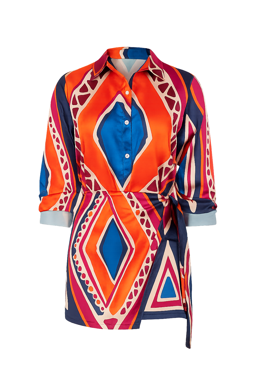 Conjunto Amalfi – Camisa e Short com Estampa Geométrica Multicolorida