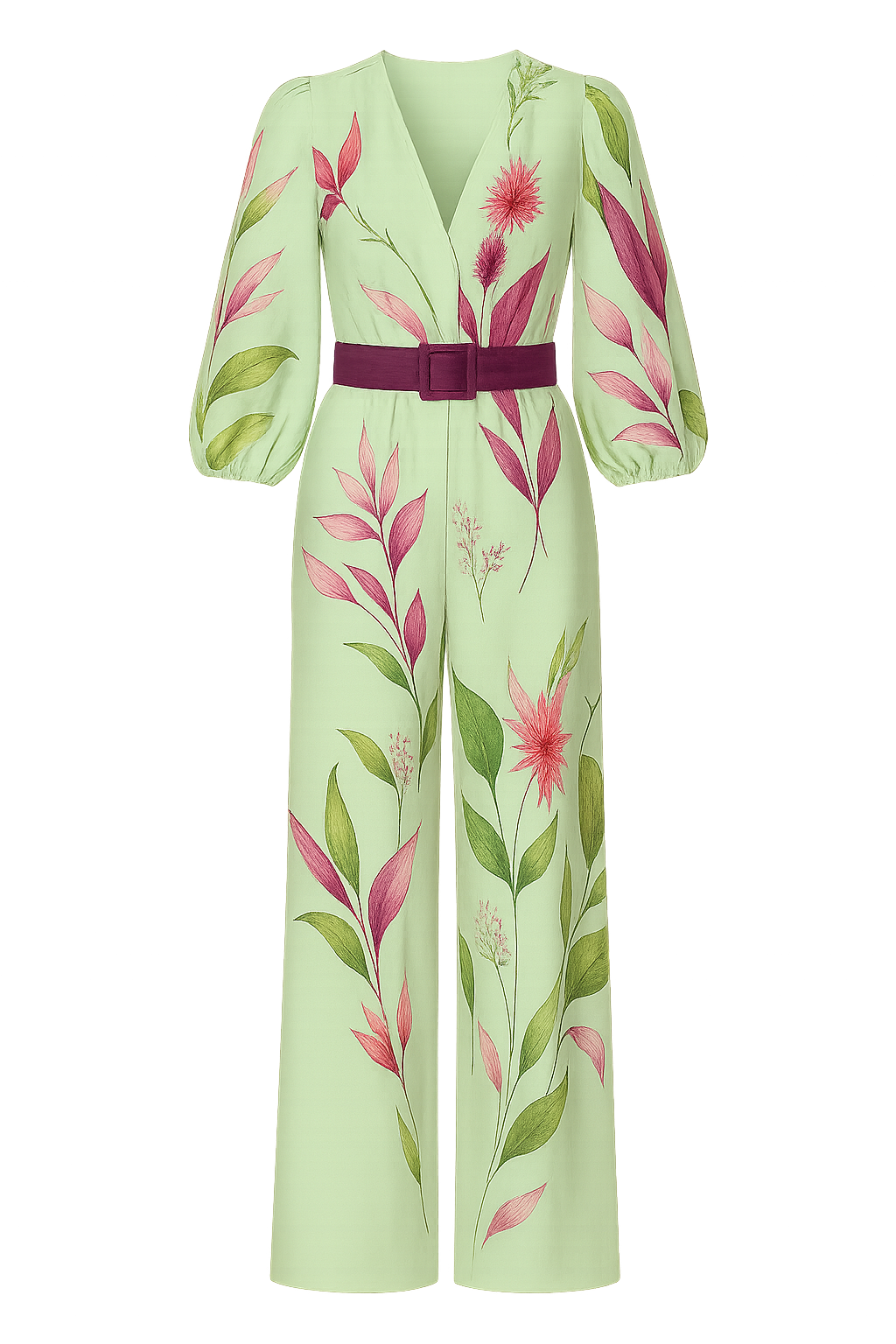 Macacão Jardim de Verão Cintura Marcada