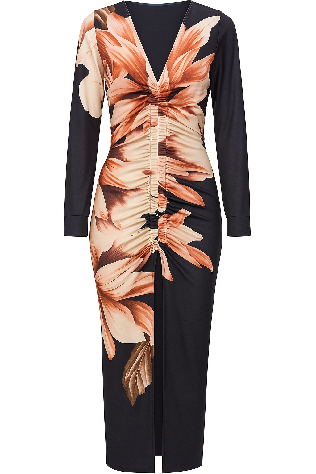 Vestido Midi Floral "Livia" com Fenda Frontal