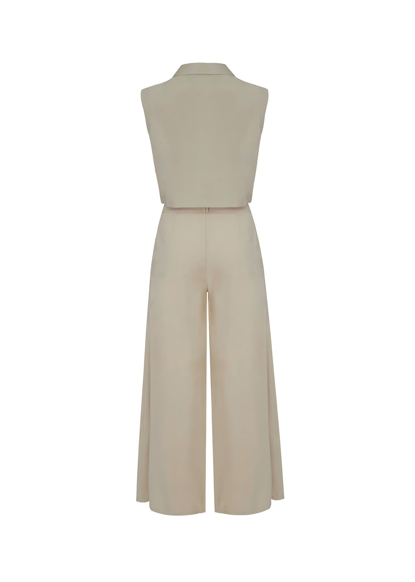 Conjunto Elegance Classic – Cropped e Calça Pantalona Bege