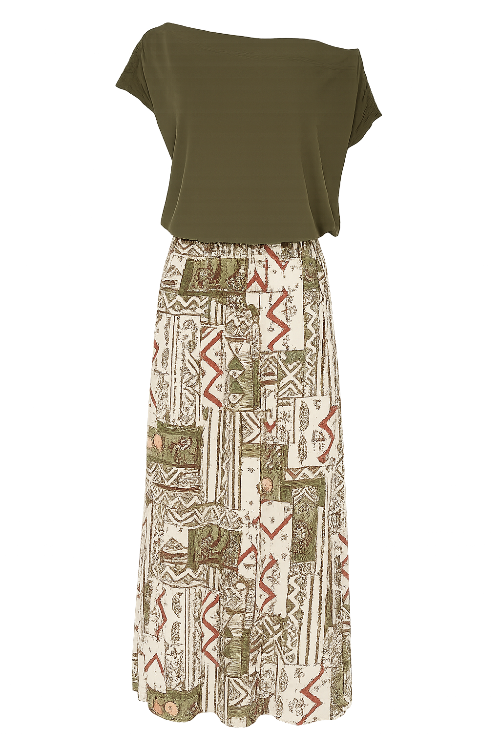 Conjunto Estampado "Camila" com Blusa Ombro a Ombro e Calça Longa Tropical