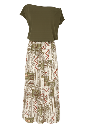 Conjunto Estampado "Camila" com Blusa Ombro a Ombro e Calça Longa Tropical