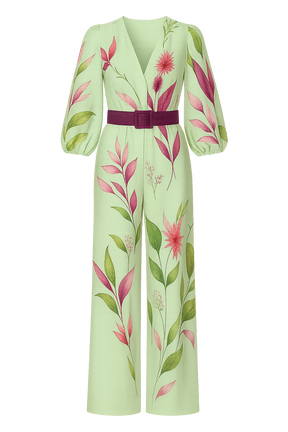 Macacão Jardim de Verão Cintura Marcada