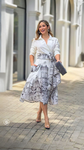 Conjunto Estampado "Aurora" com Amarração na Cintura