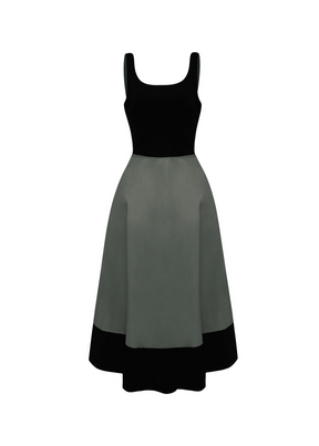 Vestido Midi Bicolor "Helena" com Saia Rodada Elegante