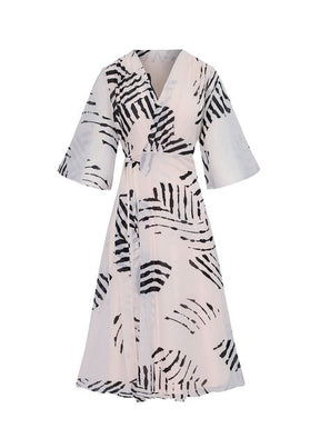 Vestido Gabriela – Longo Envelope Estampado Animal Print Off-White